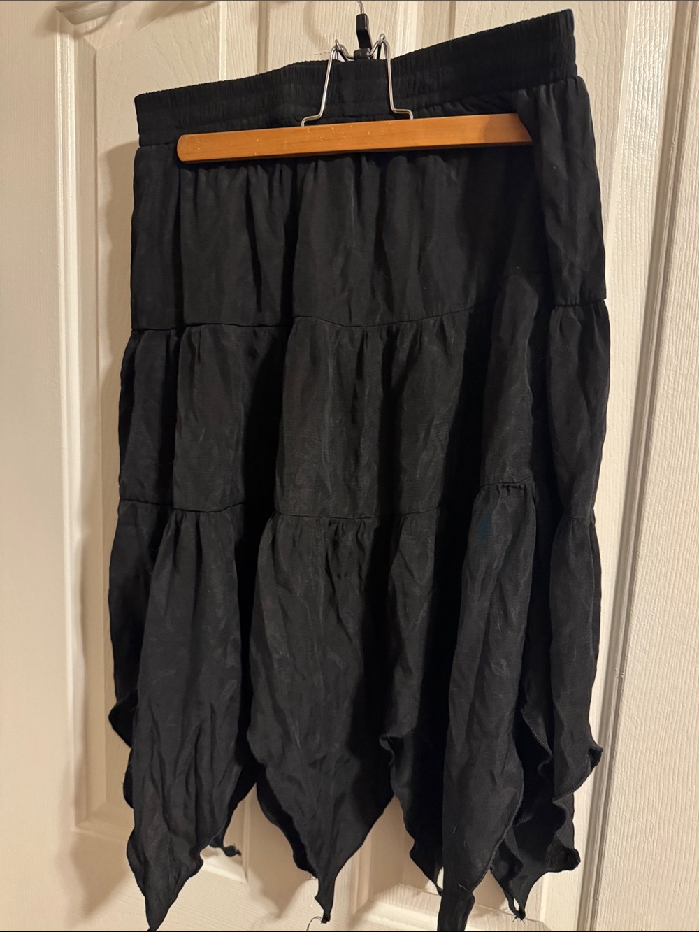 Black Tiered Handkerchief Hem Skirt - Women Halloween